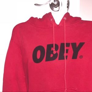 Red Obey Pullover Hoodie